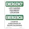 Signmission OSHA Emergency Sign, 7" Height, Rigid Plastic, Life Saving Equipment Location Bilingual, Landscape OS-EM-P-710-L-10342 - alternate 1
